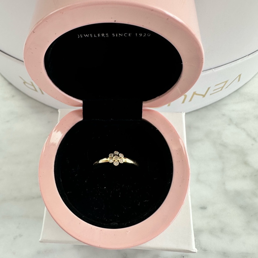Tous flower ring (14k yellow gold with diamonds) - size 7